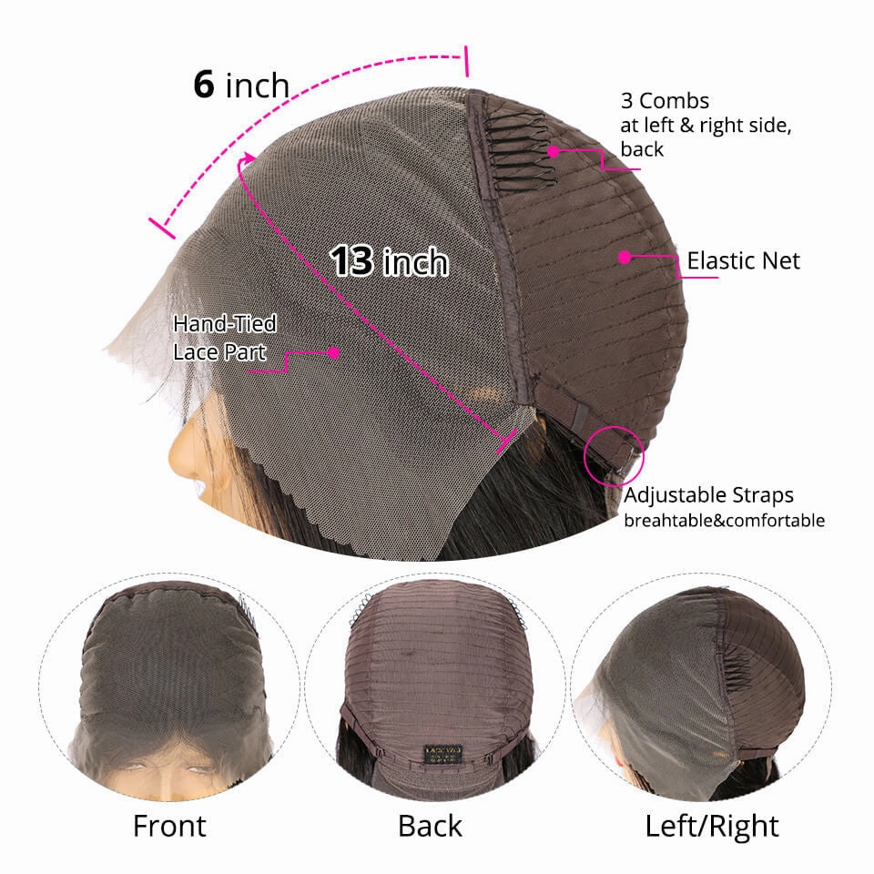 13x6 3D FULL FRONTAL Skin Melt Lace Preplucked Human Hair Lace Front Curly Bob Wig