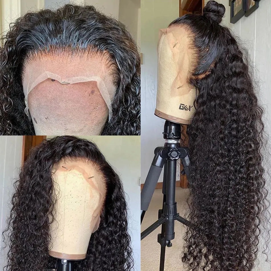 13x6 Full Hair Transparent Lace Human Hair 250% Density Frontal Wig Curly