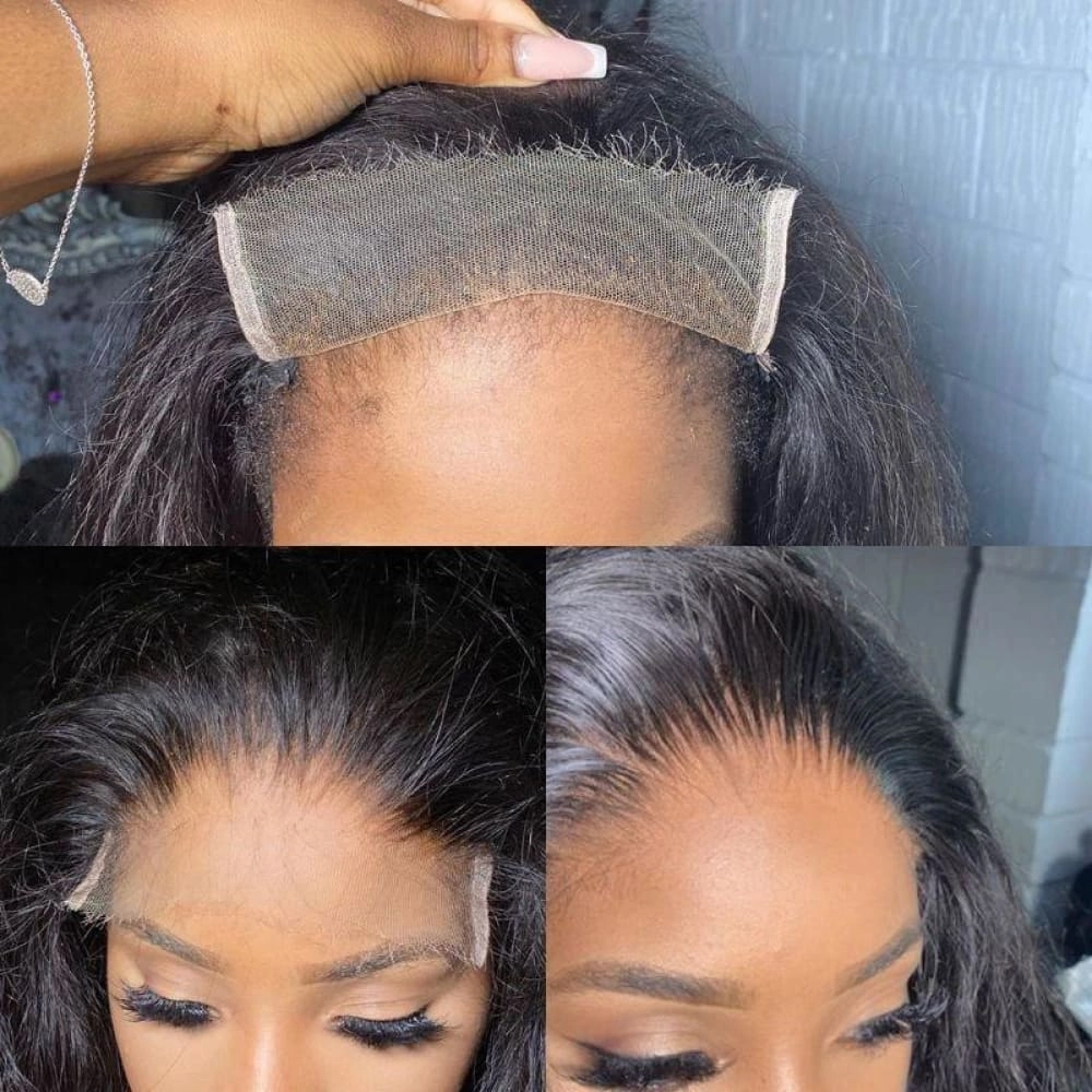 5x5 Closure Skin Melt Swiss Lace Wig Wavy with Bang