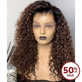 {50% Off} Ombre Brown Colored 13X6 Skin Melt Lace   Delicate Hairline Frontal Wig