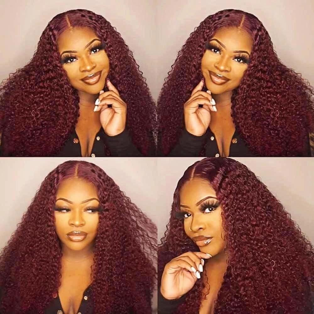 Agatha Lace Front Wig 150%  Density Burgundy Curly