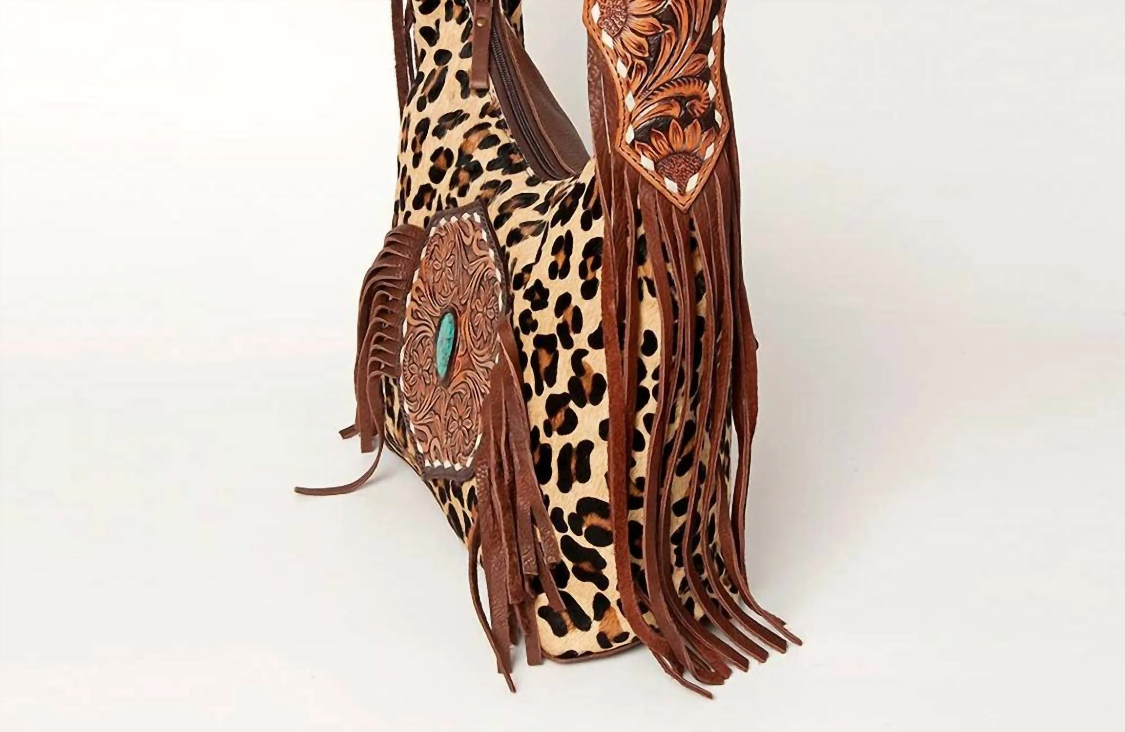 American Darling Leather Tote Bag In Cheetah Print/multi