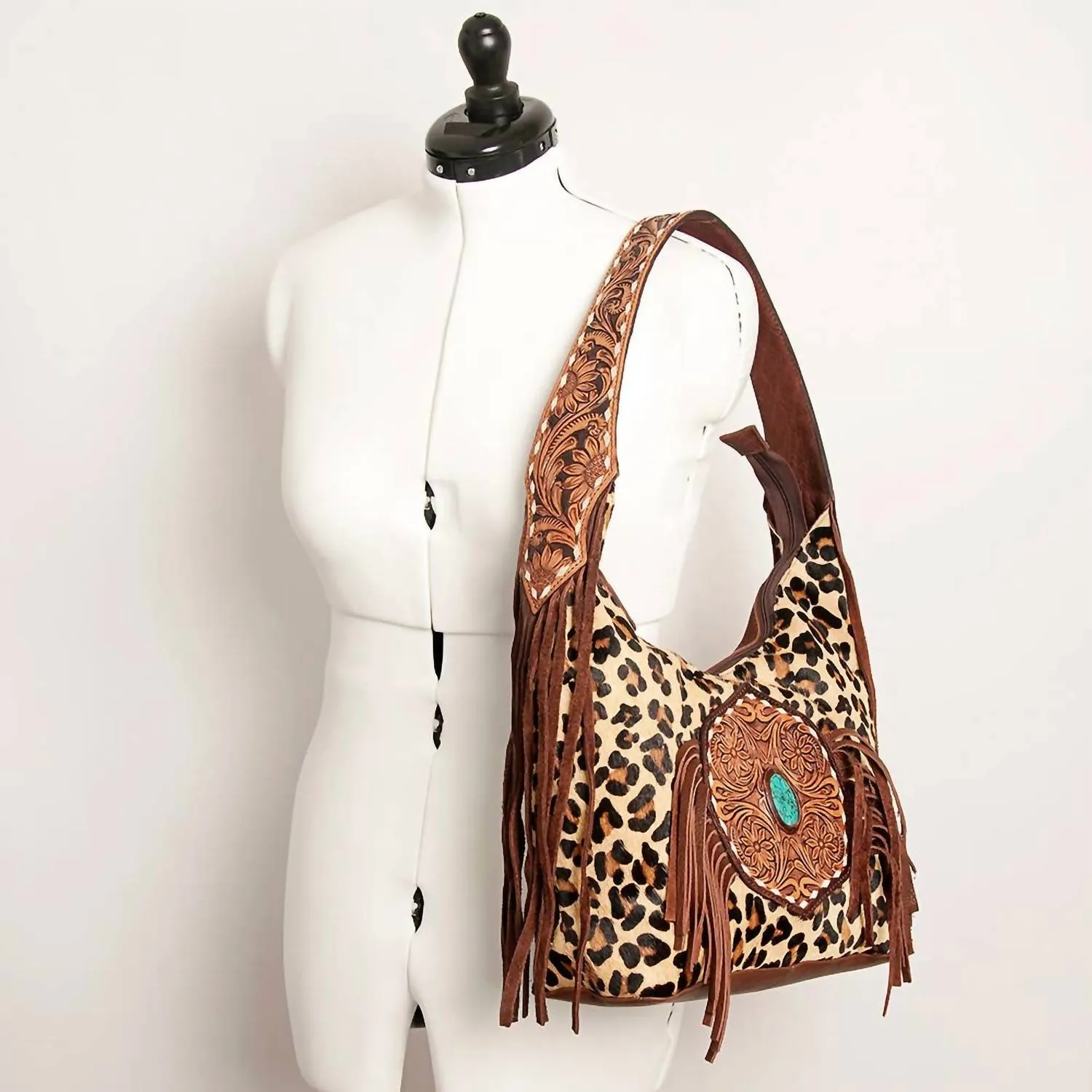 American Darling Leather Tote Bag In Cheetah Print/multi