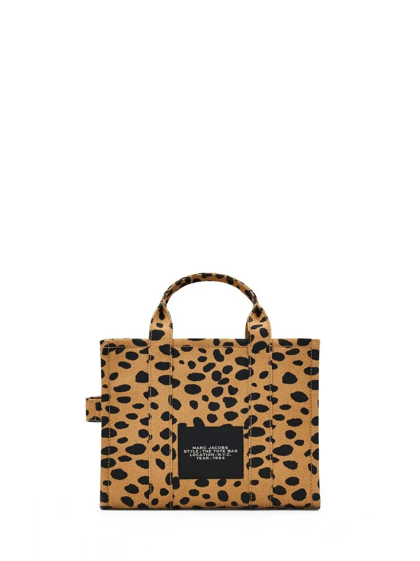 Animal Print Cotton Tote Bag With Embroidered Logo