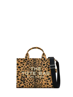 Animal Print Cotton Tote Bag With Embroidered Logo