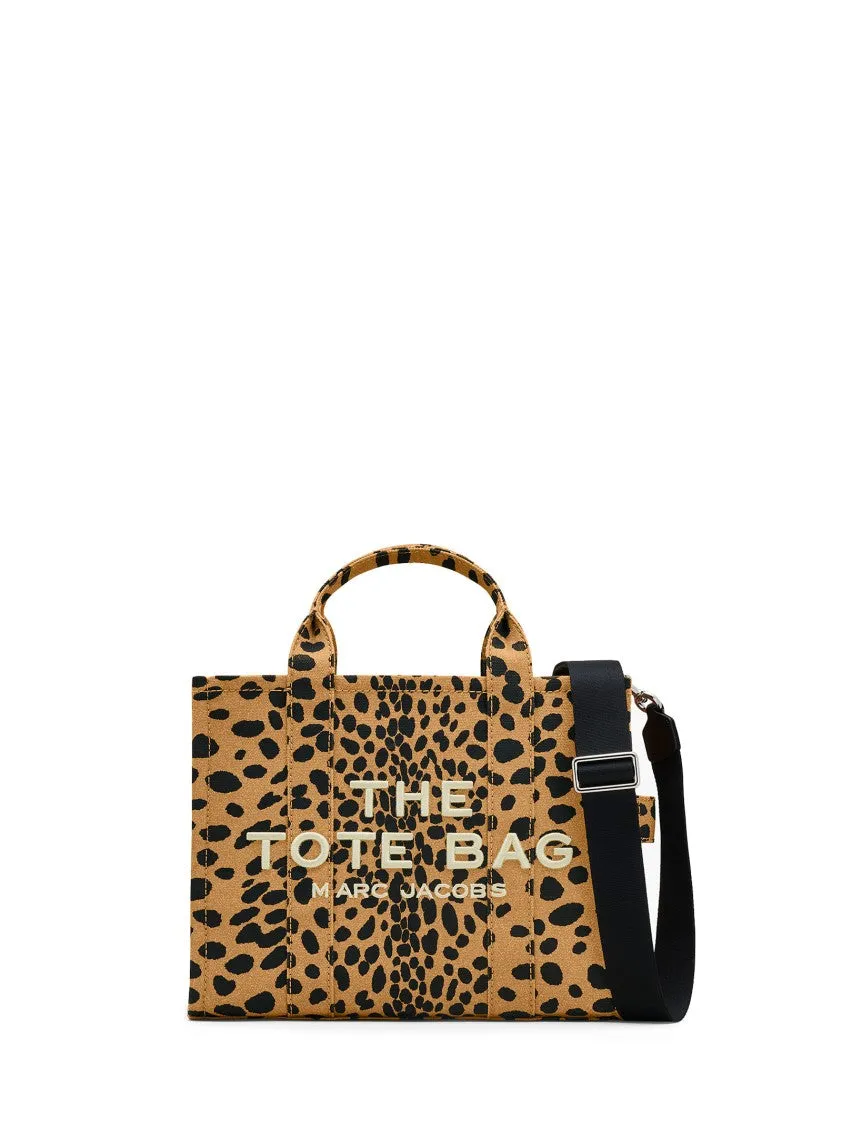 Animal Print Cotton Tote Bag With Embroidered Logo
