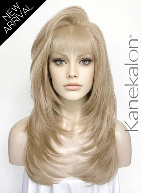 Ash Blonde Straight Lace Front Kanekalon Synthetic Hair Wig With Fuffy Bang LF8051