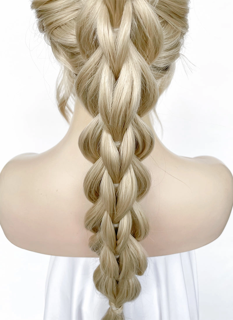 Ash Blonde With Brown Roots Braided Lace Front Synthetic Wig LF2163