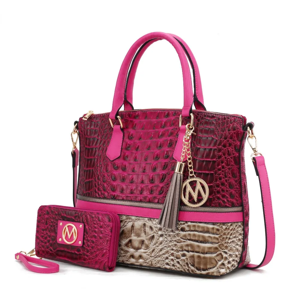 Autumn Crocodile Skin Tote Bag with Wallet