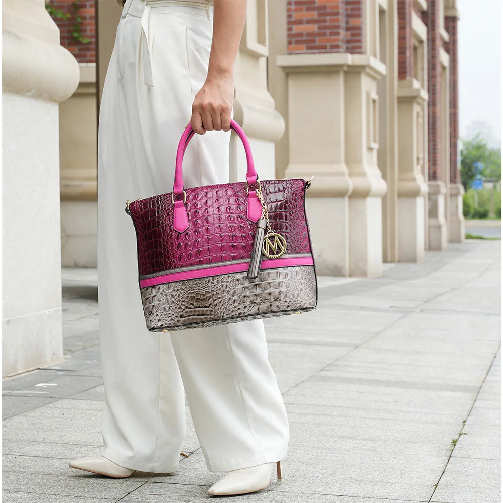 Autumn Crocodile Skin Tote Bag with Wallet