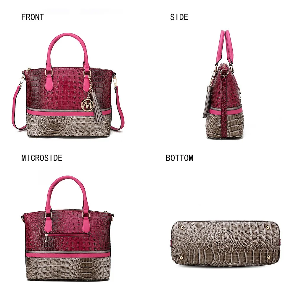 Autumn Crocodile Skin Tote Bag with Wallet