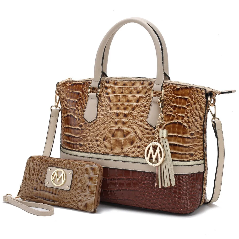 Autumn Crocodile Skin Tote Bag with Wallet