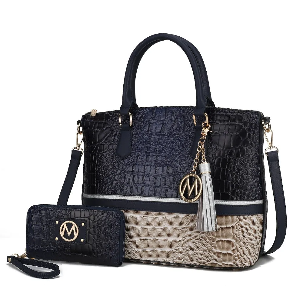 Autumn Crocodile Skin Tote Bag with Wallet