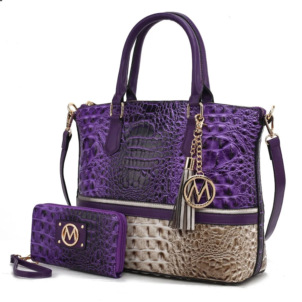 Autumn Crocodile Skin Tote Bag with Wallet