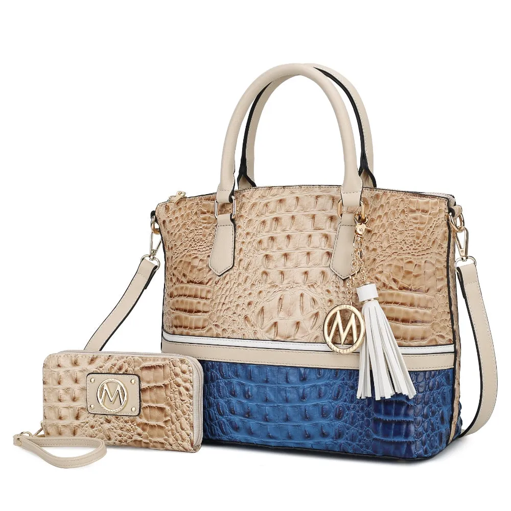 Autumn Crocodile Skin Tote Bag with Wallet