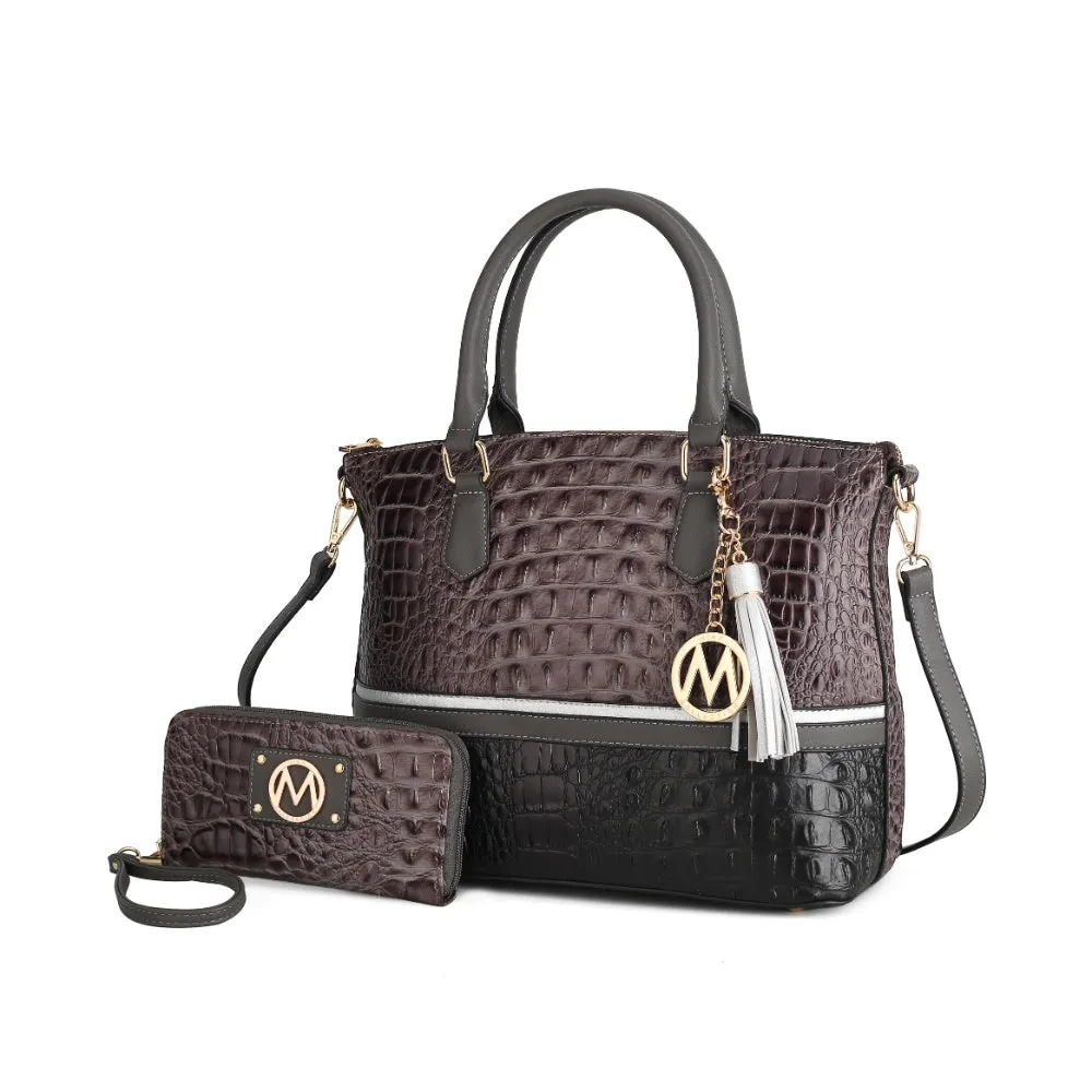 Autumn Crocodile Skin Tote Bag with Wallet