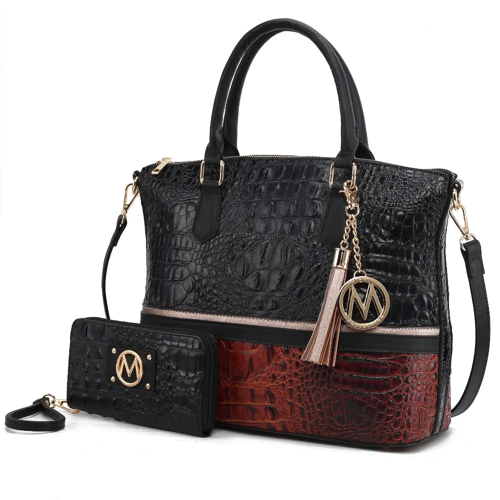 Autumn Crocodile Skin Tote Bag with Wallet