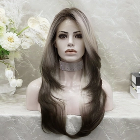 Avril Imstyle New Unique ombre blonde and Brown layer cut Daily wear 13*4 lace Front synthetic Wig
