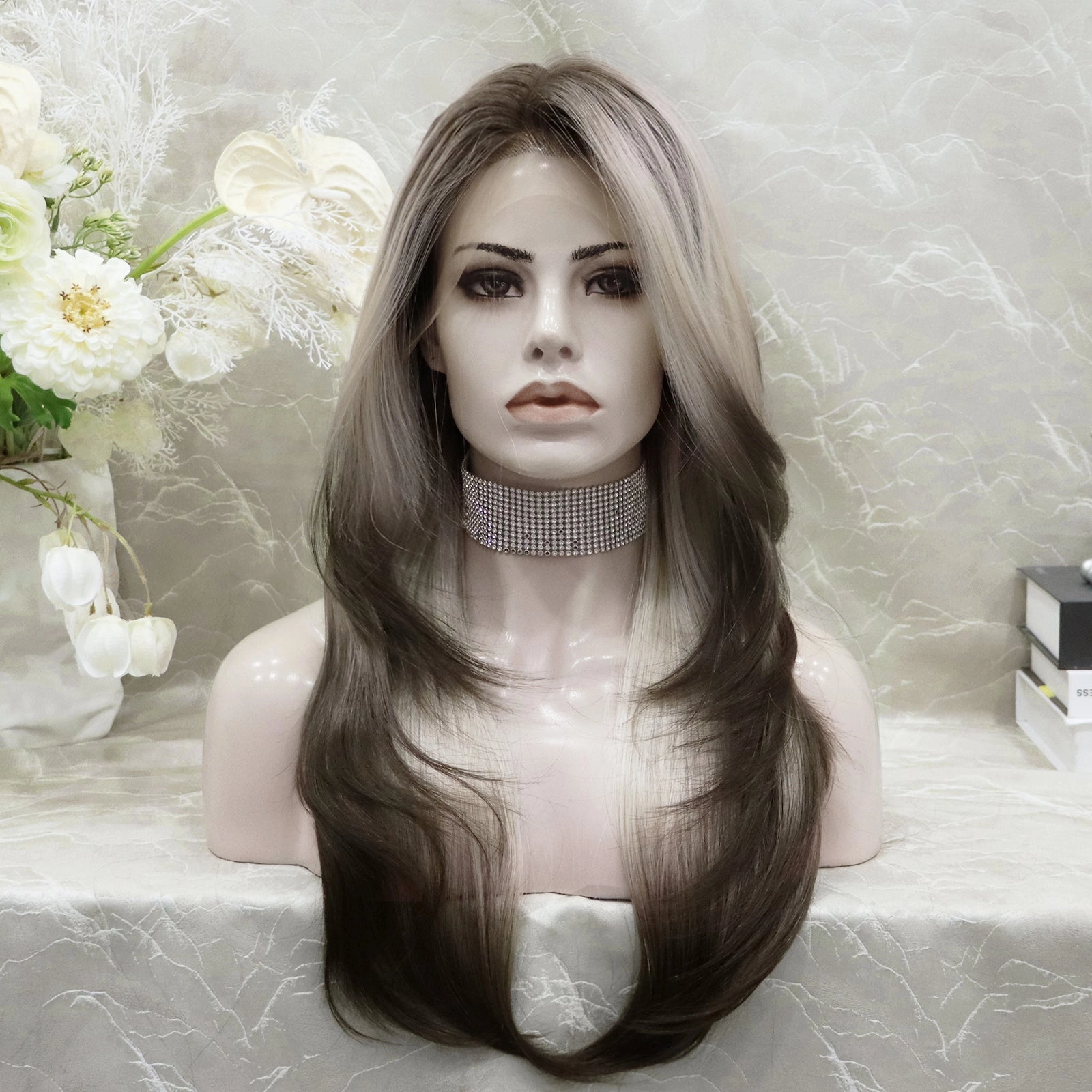 Avril Imstyle New Unique ombre blonde and Brown layer cut Daily wear 13*4 lace Front synthetic Wig