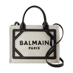 B-Army Small Shopper Bag - Balmain - Raffia - Neutral/Black