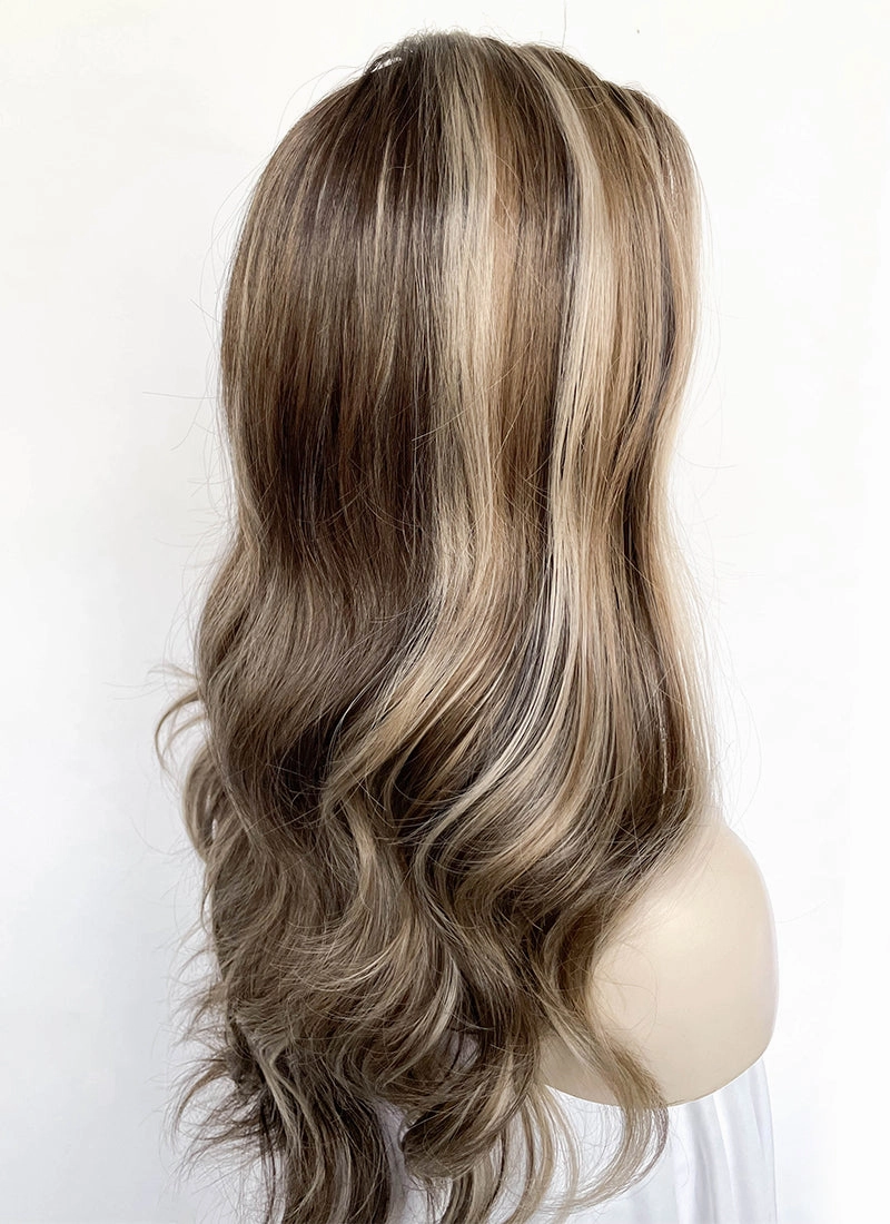 Balayage Blonde Mixed Brown Wavy Lace Front Kanekalon Synthetic Wig LFS045
