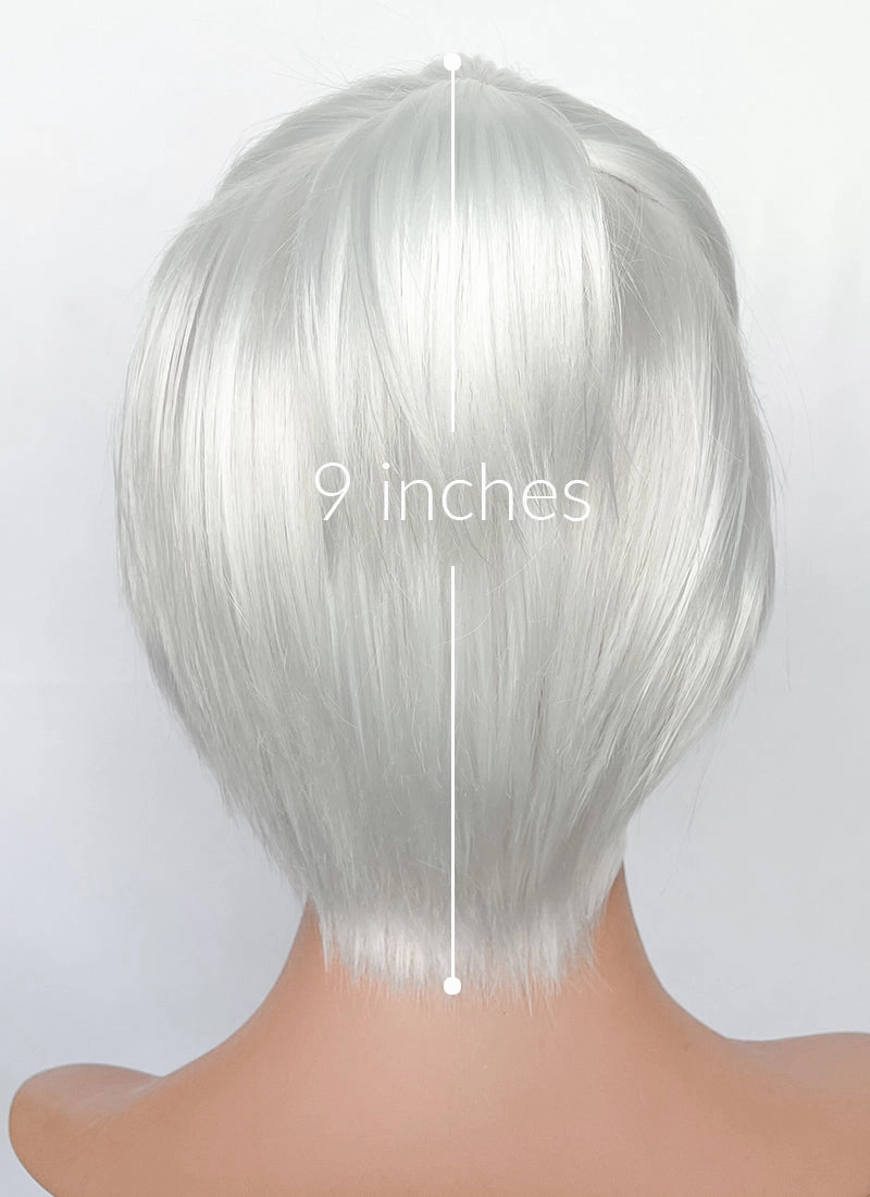Baldur's Gate 3 Shadowheart White Yaki Straight Lace Front Synthetic Wig With Ponytial Extension LF6048