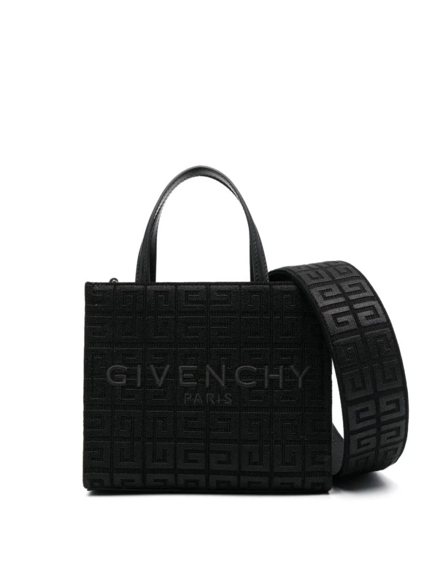 Black Canvas Tote Bag With Signature 4G Embroidery