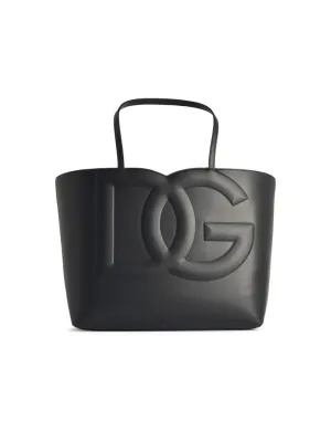 Black Leather Shopping Bag