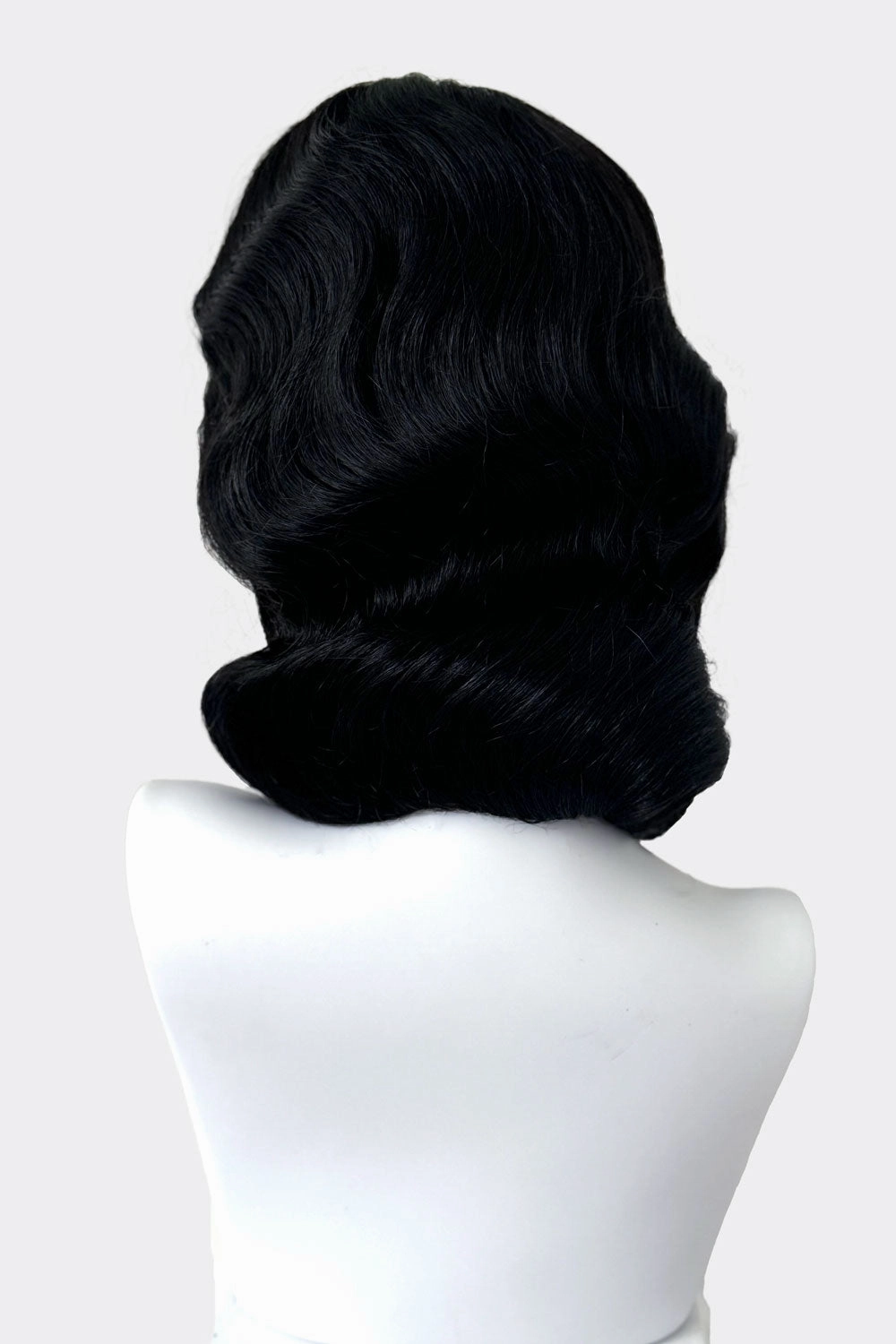 Black 40s style wig with beautiful marcel waves: Dita