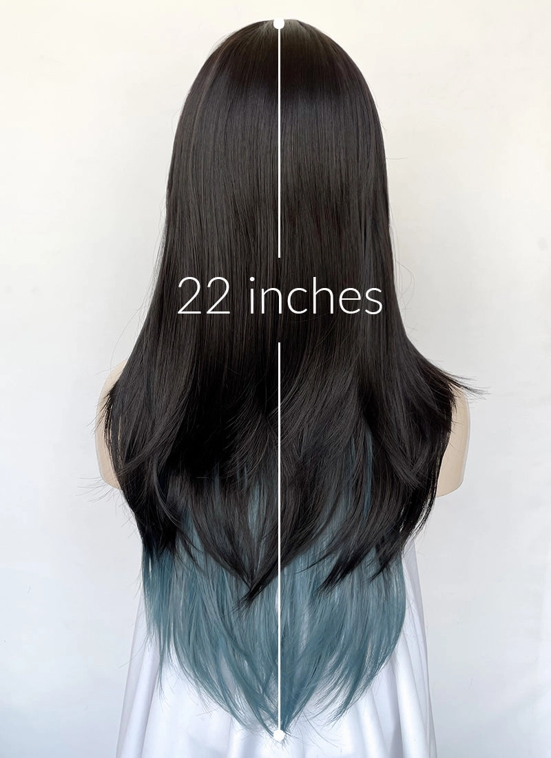 Black Blue Ombre Straight Synthetic Hair Wig NS585