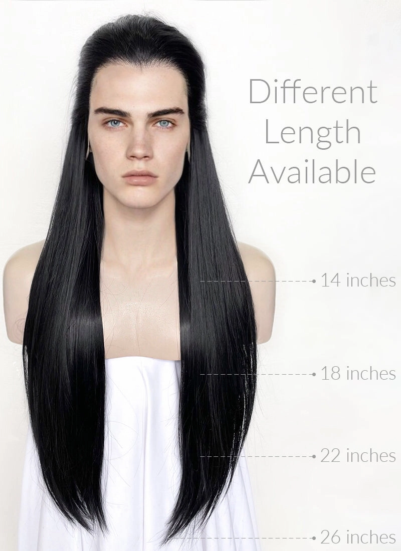 Black Straight Lace Front Synthetic Men's Wig LF3270