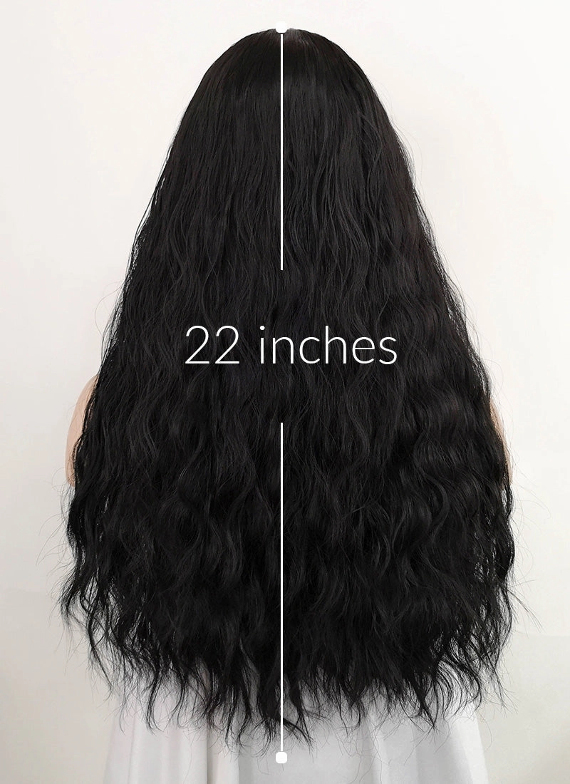 Black Wavy Synthetic Wig NS347