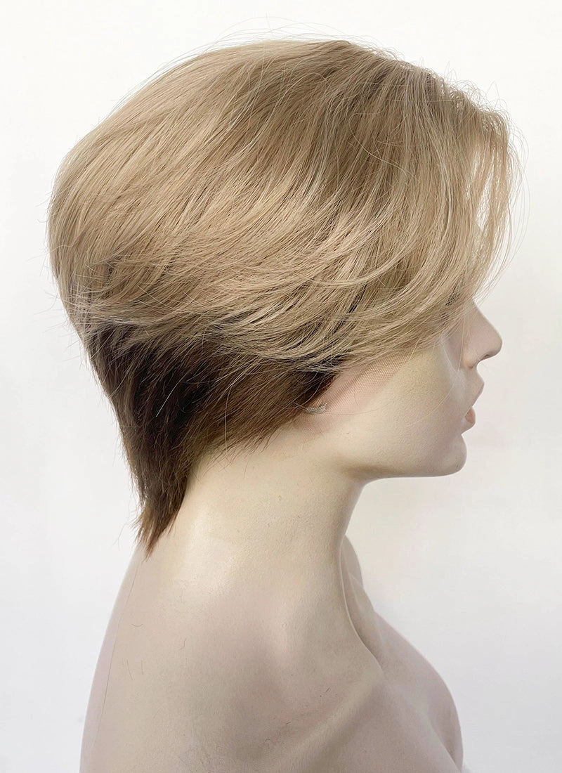 Blonde Brown Peekaboo Straight Lace Front Synthetic Men's Wig LF6108