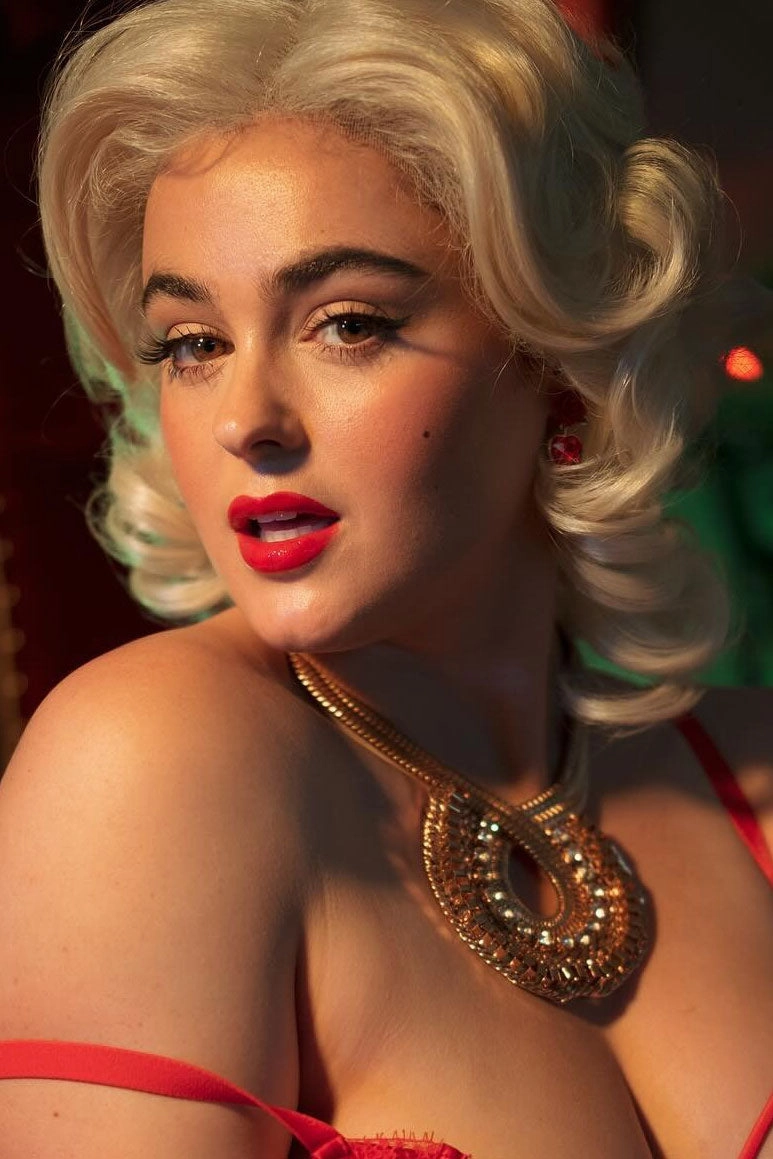 Blonde lacefront wig, pinup/vintage style, mid length with finger waves: Lucinda