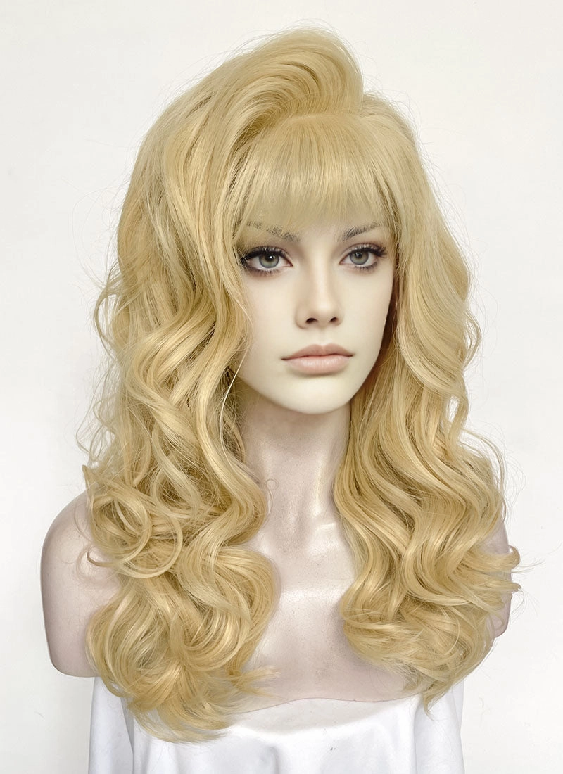 Blonde Wavy Lace Front Synthetic Hair Wig With Fuffy Bang LF8052