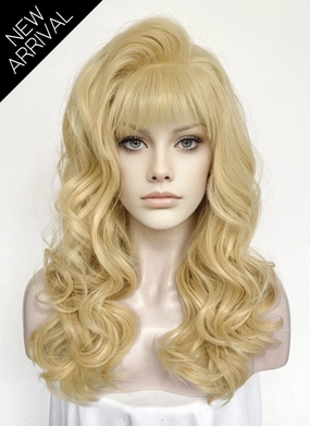 Blonde Wavy Lace Front Synthetic Hair Wig With Fuffy Bang LF8052