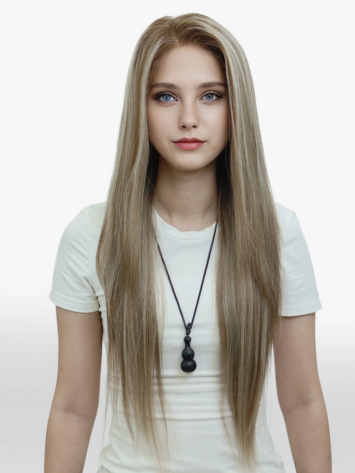 Brenda Collection-Alexa Pre-Cut 9*6 lace front wig Glueless futura Fiber lace Wig Brown creamy highlight 26inches