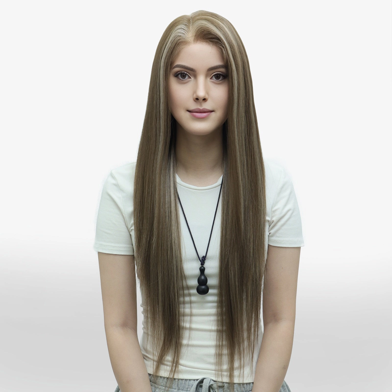 Brenda Collection-Alexa Pre-Cut 9*6 lace front wig Glueless futura Fiber lace Wig Brown creamy highlight 26inches