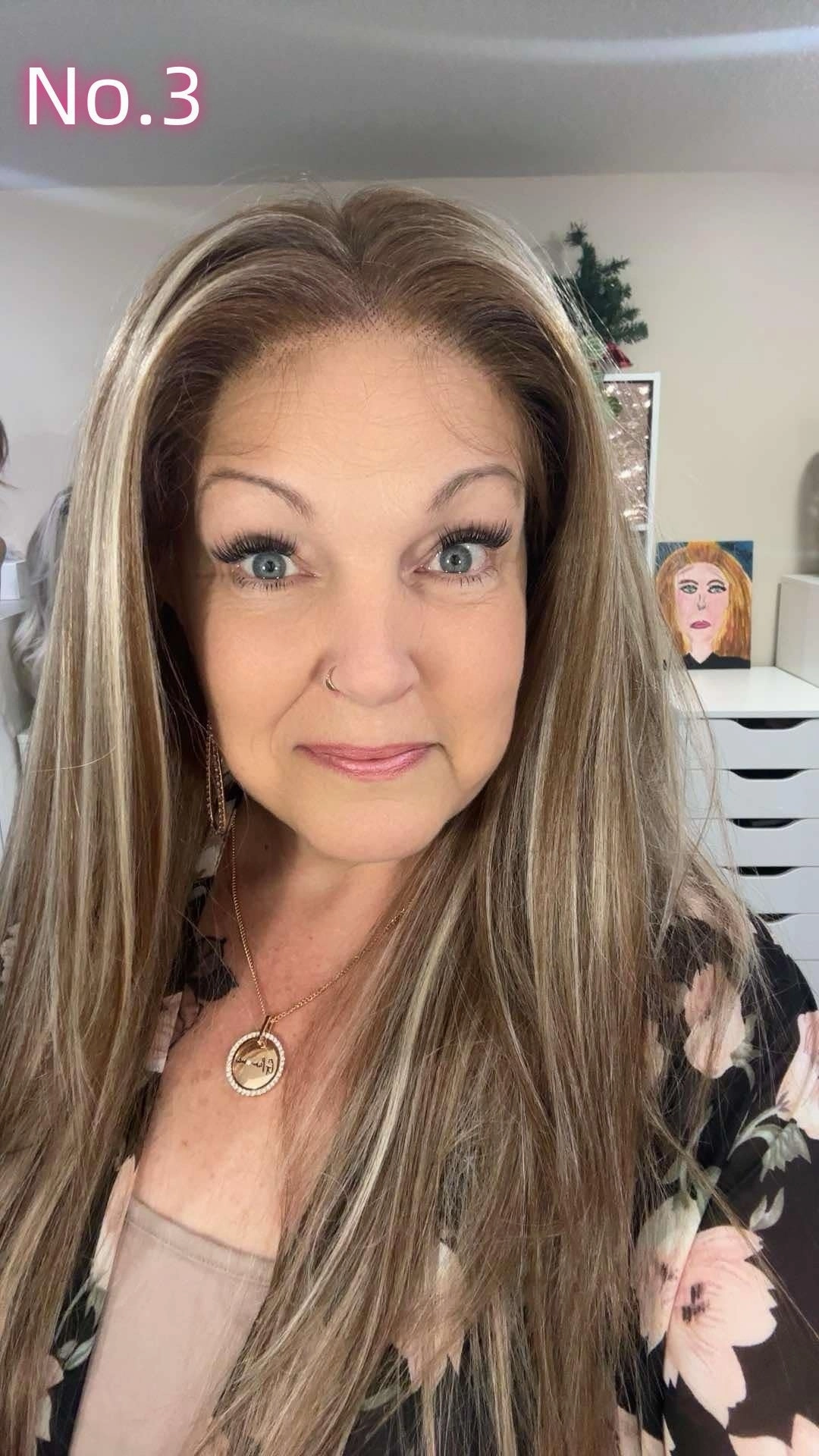 Brenda Collection-Alexa Pre-Cut 9*6 lace front wig Glueless futura Fiber lace Wig Brown creamy highlight 26inches
