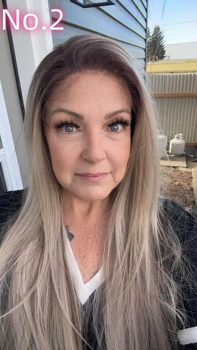 Brenda Collection-Alexa Pre-Cut 9*6 lace front wig Glueless futura Fiber lace Wig Brown creamy highlight 26inches