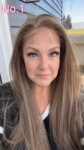 Brenda Collection-Alexa Pre-Cut 9*6 lace front wig Glueless futura Fiber lace Wig Brown creamy highlight 26inches