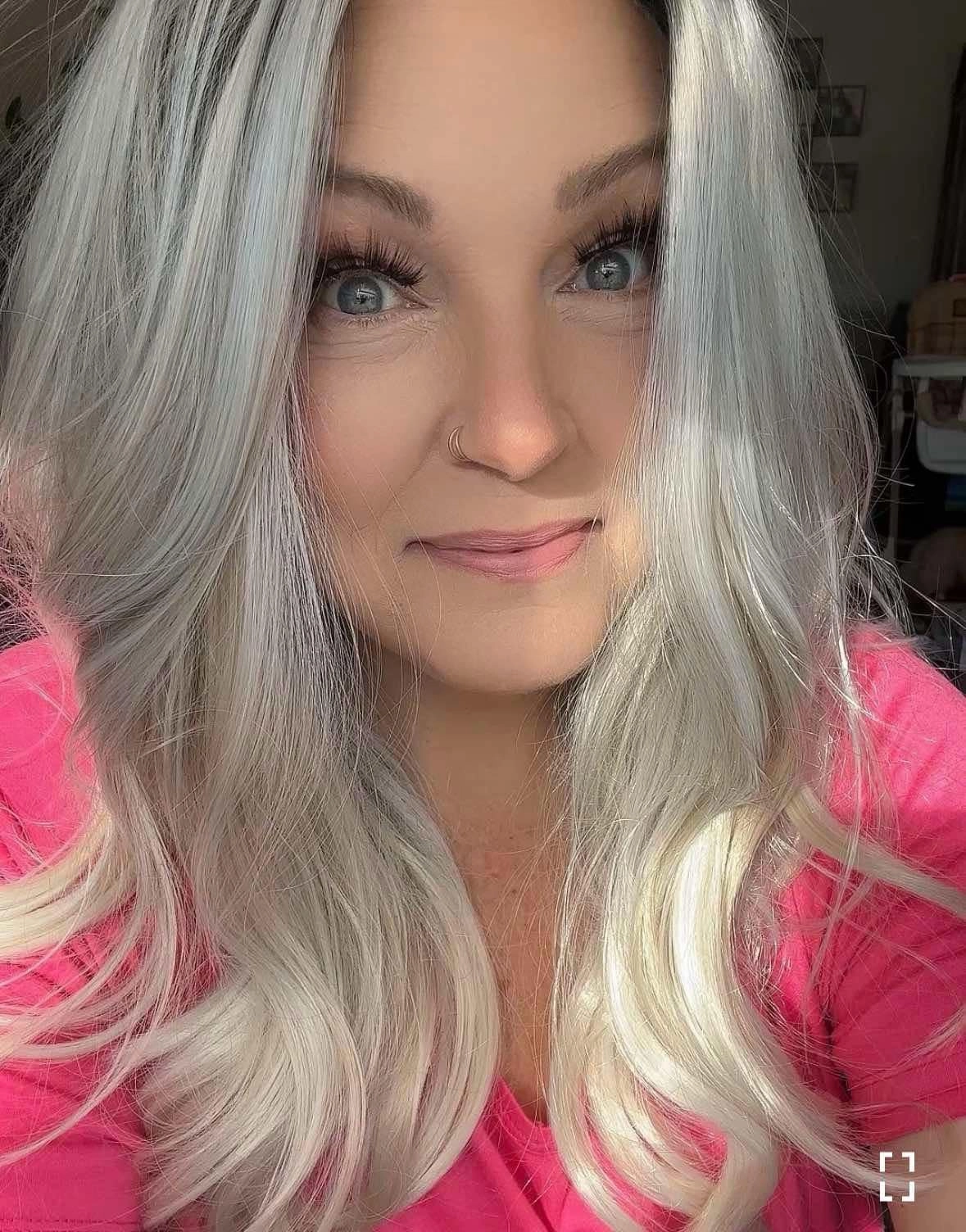 Brenda Collection-Bonnie Ashy Grey T Parting with rooting Natural Glueless Lace Front Wig-TK115-2433