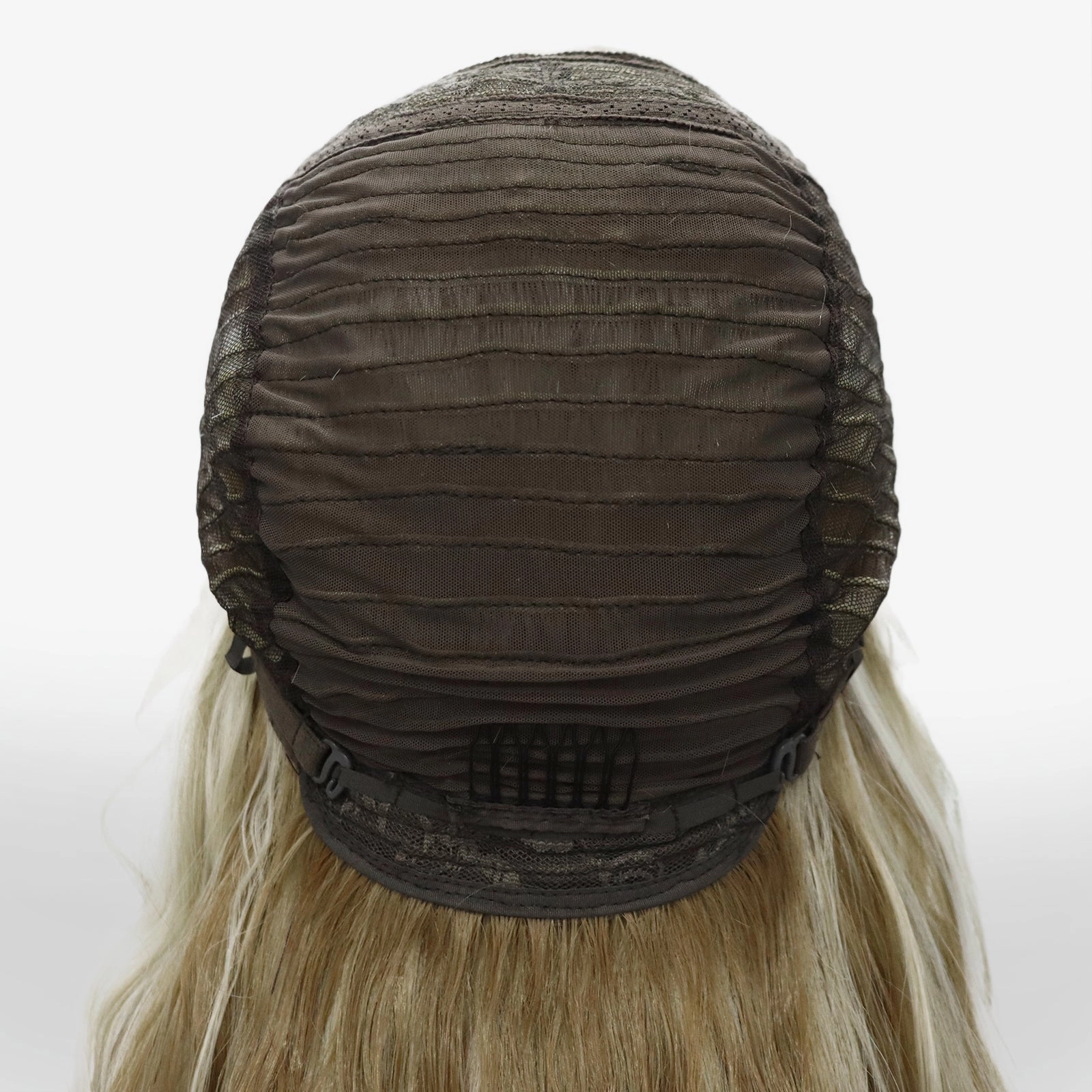 Brenda Collection-Phoebe Skunk Stripe Cream Blonde With Highlight Water Wave 13*4 Lace Front Wig