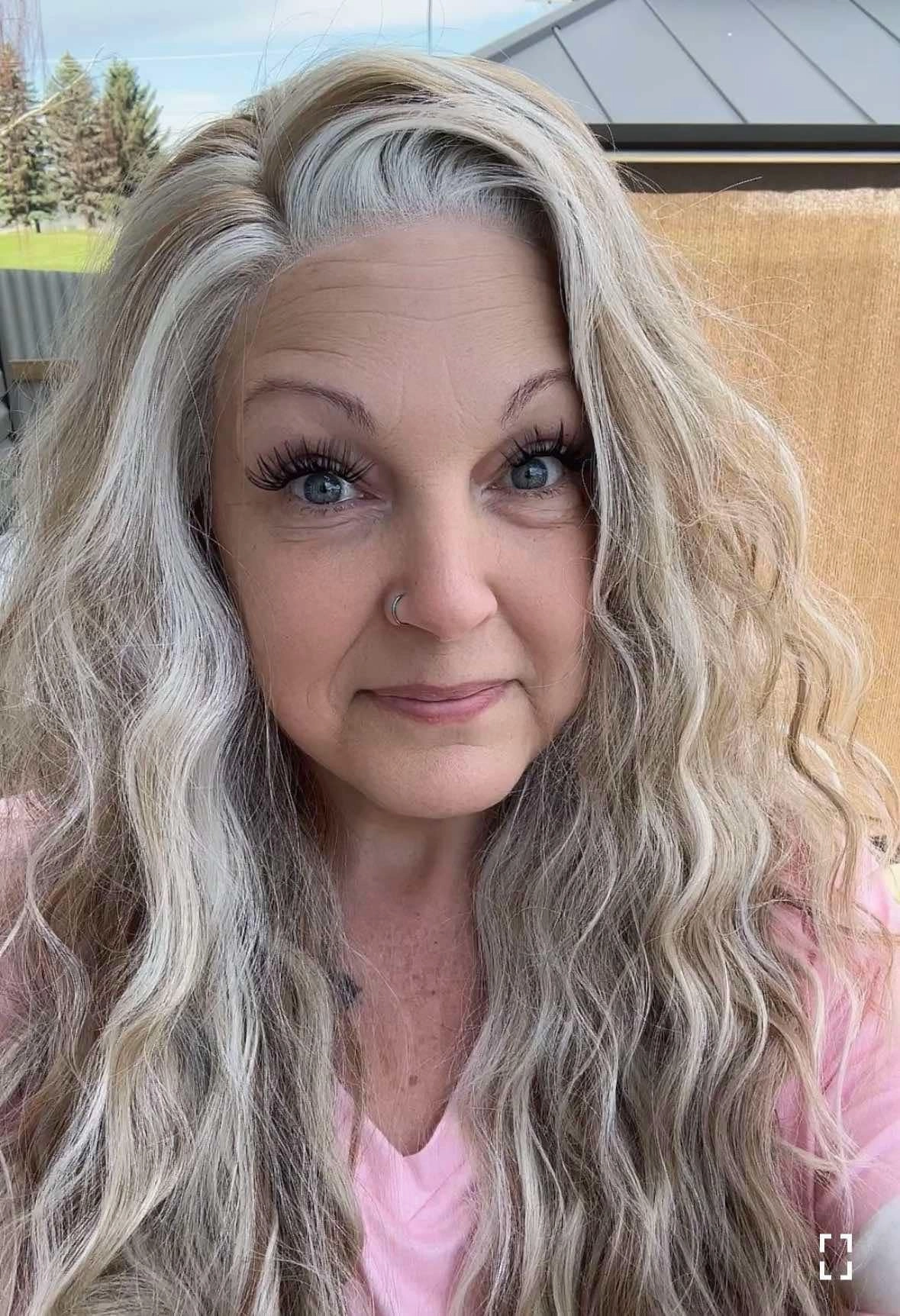 Brenda Collection-Phoebe Skunk Stripe Cream Blonde With Highlight Water Wave 13*4 Lace Front Wig