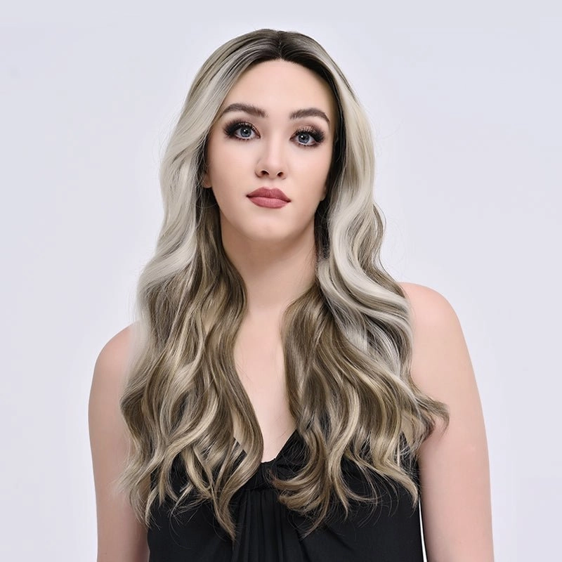 Brenda Collection-Stella 26 inches Highlight ash blonde body wave T part lace front wigs