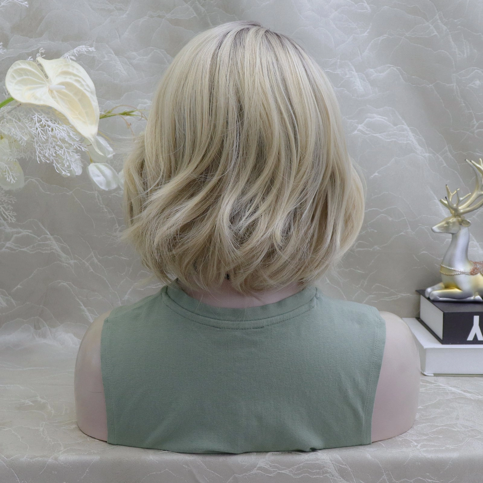 Brenda Collection-Victoria short blonde with dark root 13*4 lace front wigs K111-2415