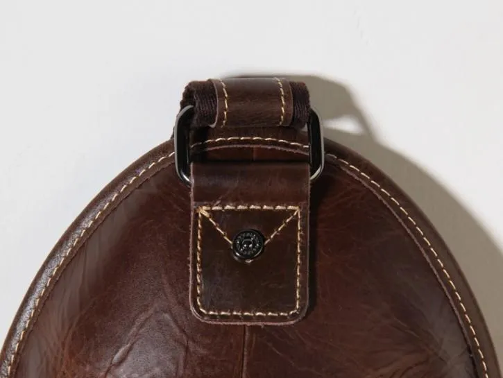 Brown Leather Mens Cool Sling Backpack Chest Bag Sling Bag Crossbody Pack for men