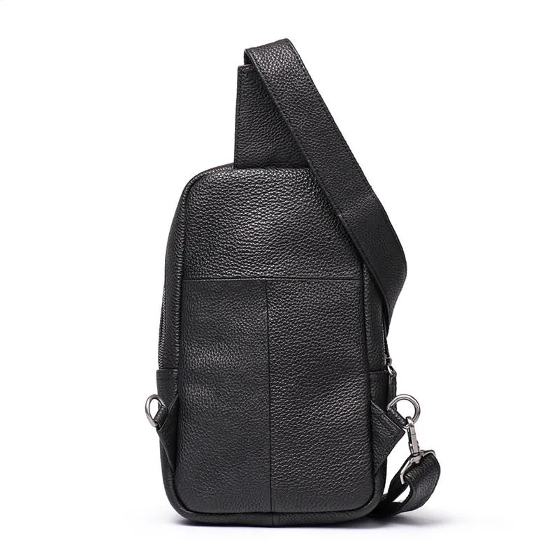 Brown Leather Men's Sling Bag Sling Backpack Chest Bag Black Sling Pack One Shoulder Backpack For Men