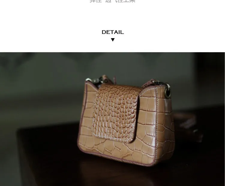 Brown LEATHER Side Bag WOMEN Crocodile Pattern SHOULDER BAG Small Crossbody Purse FOR WOMEN