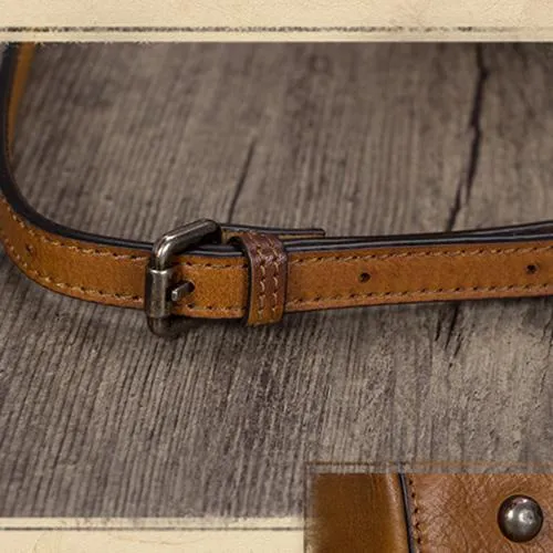 Brown Vintage Ladies Leather Square Satchel Handbag Purse Red SHoulder Bag Side Bag for WOmen